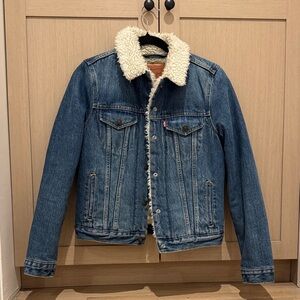 Levi's Blue Jean Jacket with White Sherpa Collar